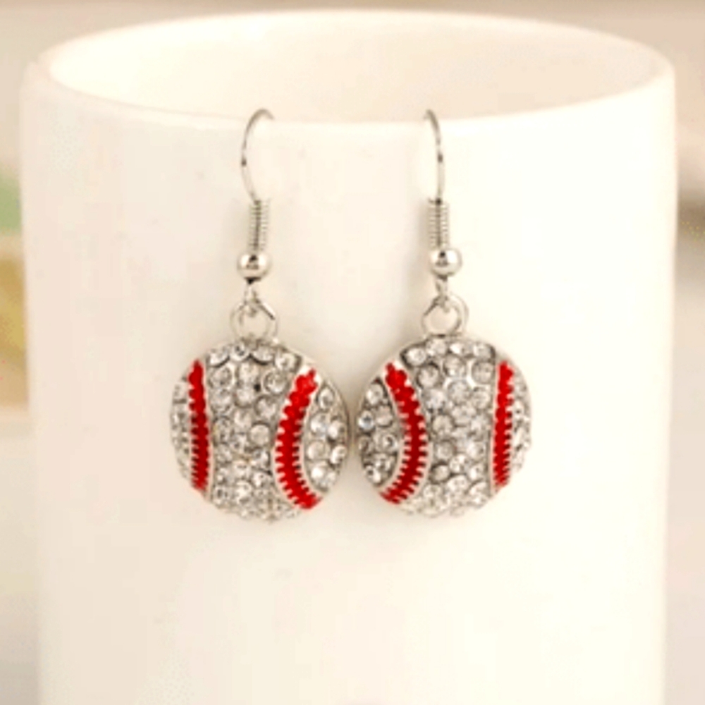 Baseball Rhinestone Earrings